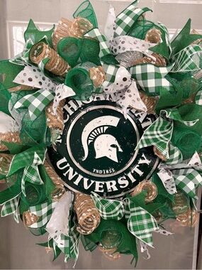 NEW Michigan State Wreath Spartans White Green Football